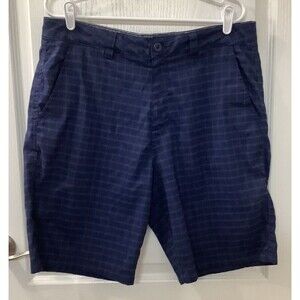 Hang Ten Shorts Mens 36 Bermuda Navy Plaid 10" Inseam Casual Golf Beach Outdoor